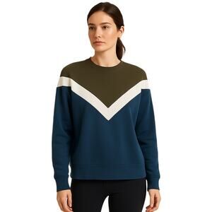 Sweaty Betty Women's Small Crew Neck Sweatshirt Black Blue Lightweight Layering